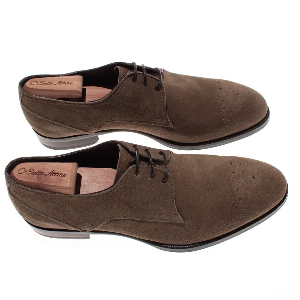 Pastori NWB Lace Up Derby Dress Shoes Size 9 US In Brown Suede Made in Italy